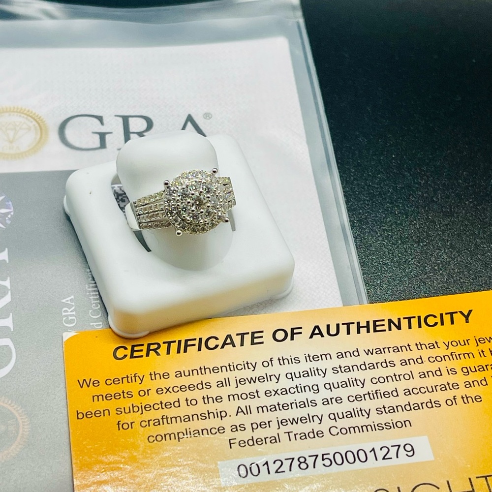 14k white gold vermeil Bridal ring, VVS GRA certified moissanite diamond ring - Picture 10 of 10